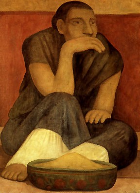 Oil rivera,diego Painting - The Pinole Seller 1936 by Rivera,Diego