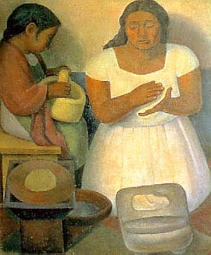 Oil rivera,diego Painting - The Tortilla Maker by Rivera,Diego