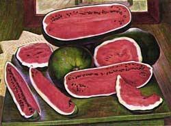 Oil rivera,diego Painting - the watermelons 1957 by Rivera,Diego