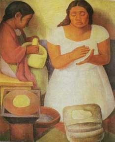 Oil rivera,diego Painting - tortilla maker by Rivera,Diego