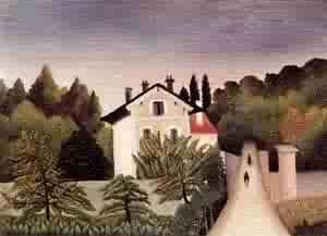 Oil rousseau, henri Painting - House on the Outskirts of Paris 1902 by Rousseau, Henri