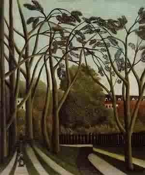 Oil rousseau, henri Painting - Landscape on the Banks of the Bievre at Becetre Spring 1908-1909 by Rousseau, Henri