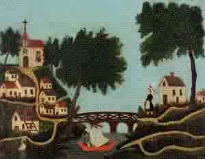 Oil rousseau, henri Painting - Landscape with Bridge 1875-1877 by Rousseau, Henri