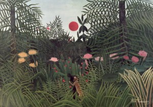 Oil rousseau, henri Painting - Negro Attacked by a Jaguar 1910 by Rousseau, Henri