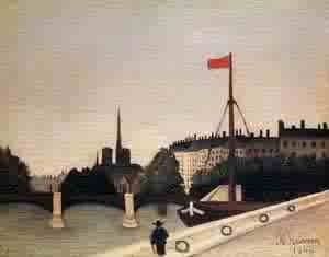 Oil the Painting - Notre Dame View of the Ile Saint-Louis from the Quai Henri IV 1909 by Rousseau, Henri