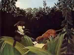Oil rousseau, henri Painting - Scout Attacked by a Tiger 1904 by Rousseau, Henri