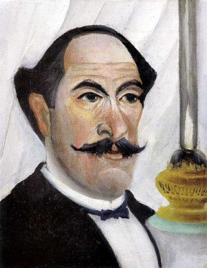 Oil the Painting - Self-portrait of the Artist with a Lamp  1903 by Rousseau, Henri