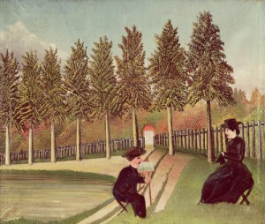 Oil rousseau, henri Painting - The Artist Painting his Wife 1900 by Rousseau, Henri