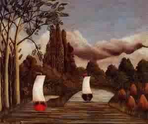 Oil the Painting - The Banks of the Oise 1908 by Rousseau, Henri