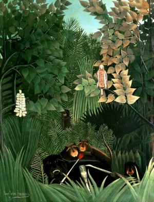 Oil rousseau, henri Painting - The Monkeys 1906 by Rousseau, Henri