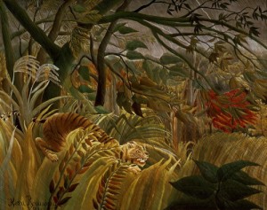 Oil rousseau, henri Painting - Tiger in a Tropical Storm by Rousseau, Henri