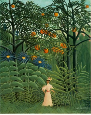 Oil rousseau, henri Painting - Woman Walking in an Exotic Forest  1905 by Rousseau, Henri