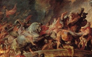 Oil rubens,pieter pauwel Painting - Battle of the Amazons    1618 by Rubens,Pieter Pauwel