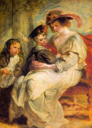 Oil rubens,pieter pauwel Painting - Helene Fourment and her Children Claire-Jeanne and Francois, 1636-37 by Rubens,Pieter Pauwel