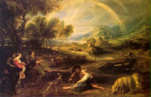 Oil rubens,pieter pauwel Painting - Landscape with a Rainbow, early 1630s by Rubens,Pieter Pauwel