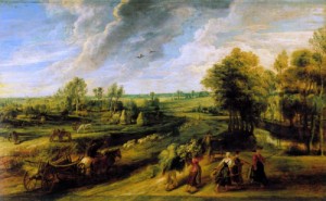 Oil rubens,pieter pauwel Painting - Return of the Peasants from the Fields  c. 1632-34 by Rubens,Pieter Pauwel