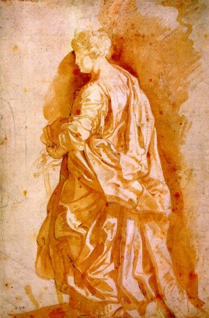 Oil female Painting - Study for a Standing Female Saint, probably before 1607 by Rubens,Pieter Pauwel