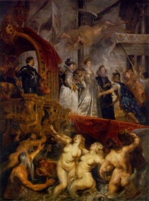 Oil rubens,pieter pauwel Painting - The Arrival of Marie de' Medici at Marseilles  1622-26 by Rubens,Pieter Pauwel