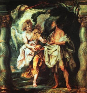 Oil angel Painting - The Prophet Elijah Receiving Bread and Water from an Angel by Rubens,Pieter Pauwel