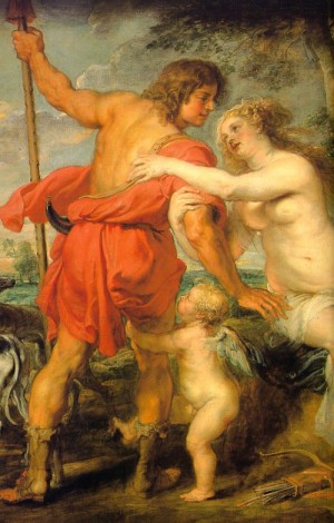 Oil rubens,pieter pauwel Painting - Venus and Adonis, detail by Rubens,Pieter Pauwel