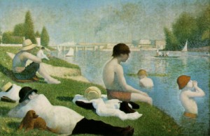 Oil seurat georges Painting - Bathers at Asnieres  1883-84 by Seurat Georges
