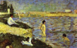 Oil seurat georges Painting - Bathing Boys (study for Bathers at Asnières). 1883-84. by Seurat Georges