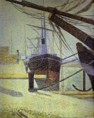 Oil seurat georges Painting - Georges Seurat. Quayside, Honfleur. 1886. by Seurat Georges
