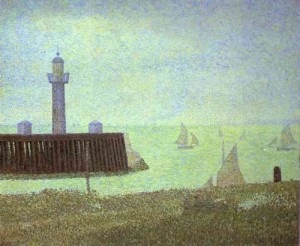 Oil the Painting - Georges Seurat. The End of a Jetty, Honfleur. 1886 by Seurat Georges