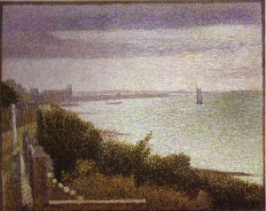 Oil seurat georges Painting - Grandcamp, Evening. 1885. by Seurat Georges
