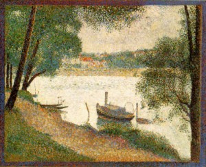 Oil seurat georges Painting - Gray Weather, Grande Jatte 1888 by Seurat Georges
