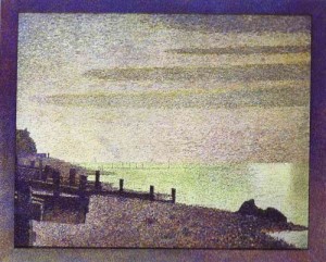 Oil seurat georges Painting - Honfleur, Evening. 1886. by Seurat Georges