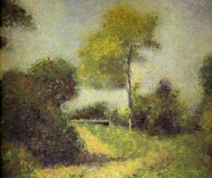 Oil seurat georges Painting - Landscape. c. 1882. by Seurat Georges