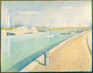 Oil seurat georges Painting - Le port de Gravelines 1890 by Seurat Georges