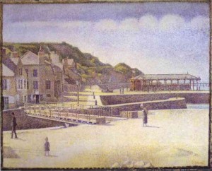 Oil seurat georges Painting - Port en Bessin. 1888 by Seurat Georges