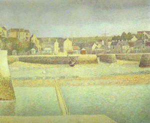 Oil seurat georges Painting - Port en Bessin, l'avant-port, maree basse. 1888. by Seurat Georges