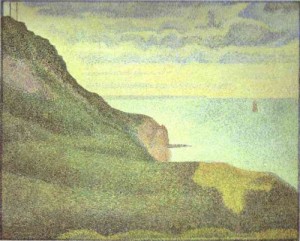 Oil seurat georges Painting - Port en bessin, les grues et la percee. 1888. by Seurat Georges