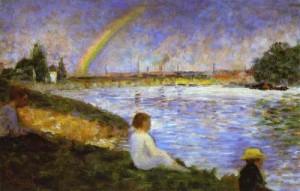 Oil seurat georges Painting - Rainbow. (study for Bathers at Asnières), c. 188.3 by Seurat Georges