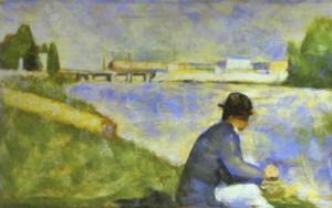 Oil seurat georges Painting - Seated Person. (study for Bathers at Asnieres). 1883-84 by Seurat Georges