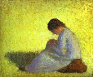 Oil woman Painting - Seated Woman. c. 1882-83. by Seurat Georges
