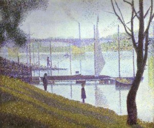 Oil seurat georges Painting - The Bridge at Courbevoie. 1886-87. by Seurat Georges