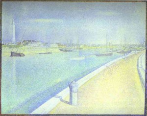 Oil seurat georges Painting - The Channel of Gravelines, Petit Fort Philippe. 1890. by Seurat Georges