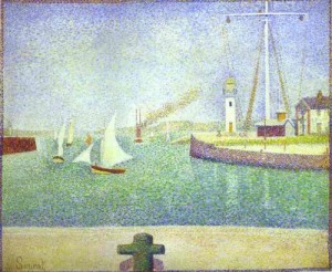 Oil seurat georges Painting - The Harbour Entrance, Honfleur. 1886. by Seurat Georges