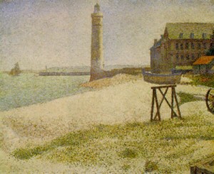 Oil seurat georges Painting - The Lighthouse at Honfleur1886 by Seurat Georges