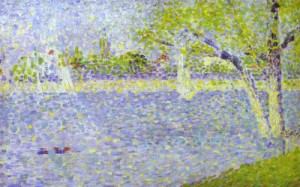 Oil the Painting - The Siene at La Grande Jatte. 1888. by Seurat Georges