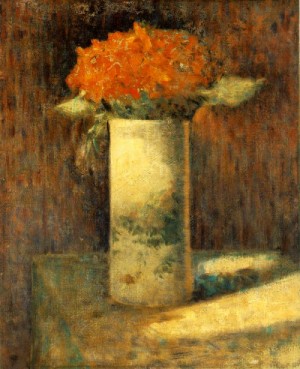 Oil seurat georges Painting - Vase of Flowers by Seurat Georges