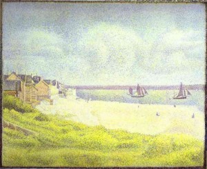 Oil Painting - View of Crotoy, the Valley. 1889 by Seurat Georges