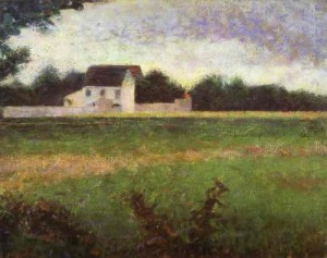Oil seurat georges Painting - View of l'lle de France. c. 1882. by Seurat Georges
