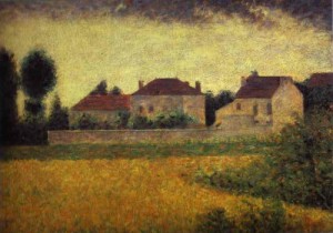 Oil architecture and buildings Painting - Ville d'Avray, White Houses. c. 1882. by Seurat Georges