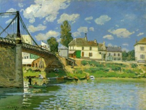Oil sisley alfred Painting - Bridge at Villeneuve la Garenne    1872 by Sisley Alfred