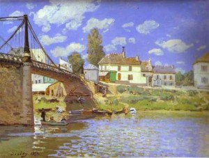 Oil sisley alfred Painting - Bridge at Villeneuve la Garenne. 1872 by Sisley Alfred